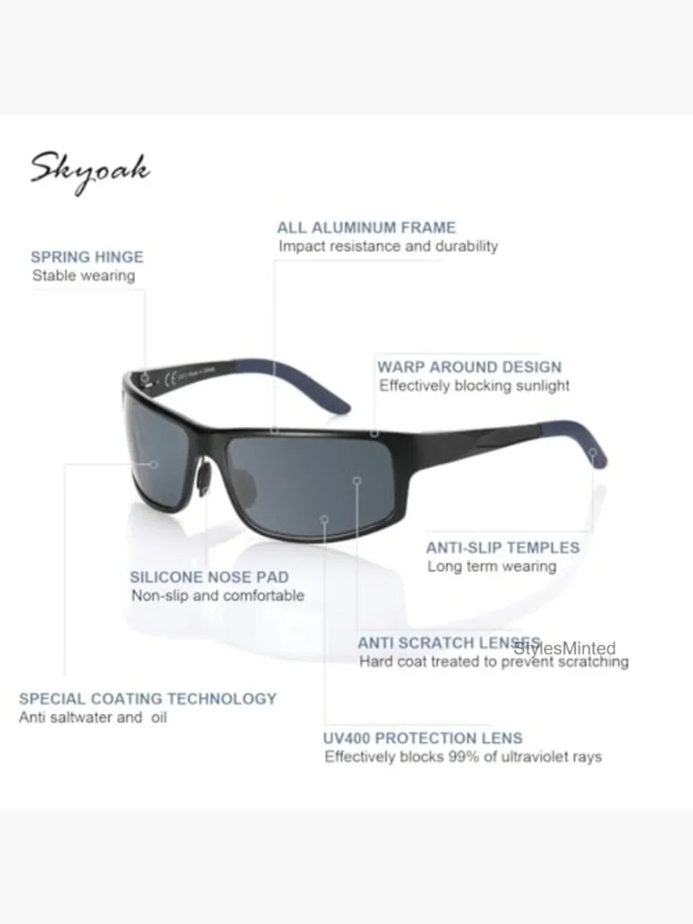 Polarized Sports Sunglasses for Men, Aluminum Frame UV400